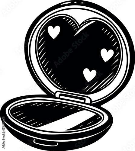 pop style compact mirror with hearts Shallotte white