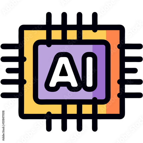 AI Chip Icon: Artificial Intelligence Microprocessor Design