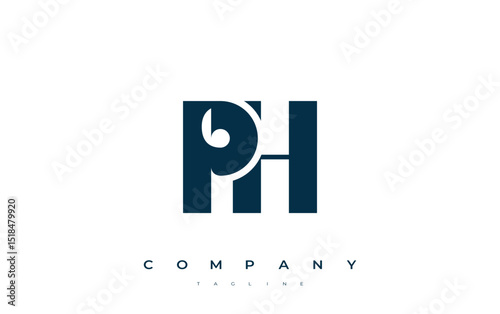 PH Abstract Geometric Logo Design. Modern and elegant logo design with simplistic typography elements, showcasing branding excellence.