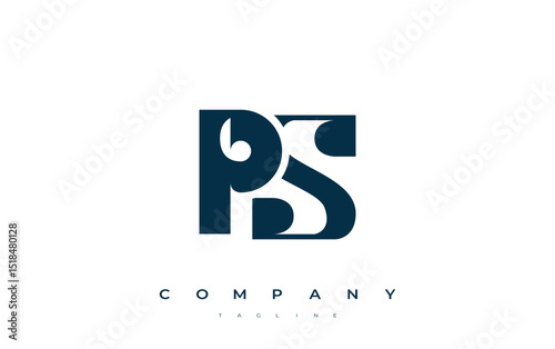 PS Abstract Geometric Logo Design. Modern and elegant logo design with simplistic typography elements, showcasing branding excellence.