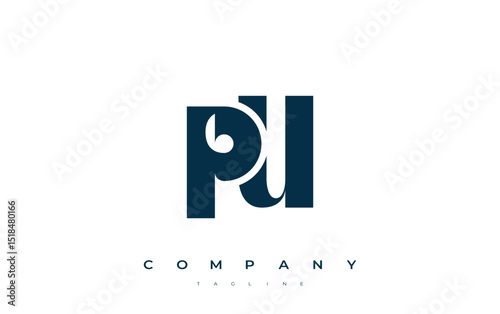 PU Abstract Geometric Logo Design. Modern and elegant logo design with simplistic typography elements, showcasing branding excellence.