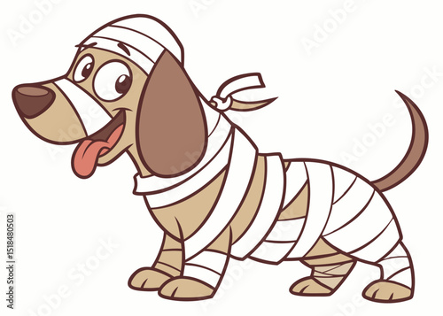 Mummy Dog Halloween Vector Illustration