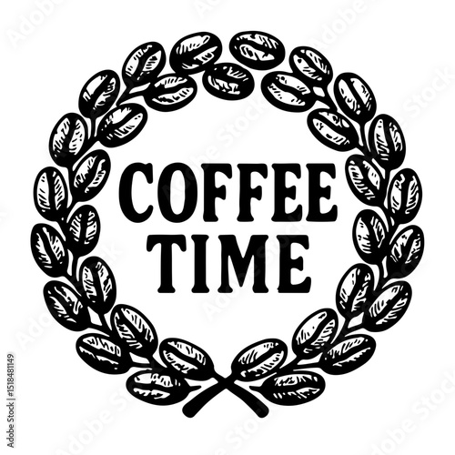 Vintage Coffee Beans Wreath Logo with Retro Typography