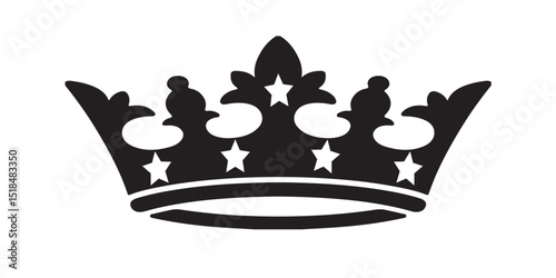 Elegant Silhouette Crown with Five Star-Adorned Points