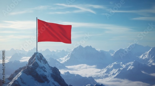 Wallpaper Mural Leadership and success concept with blank red flag on mountain top. Mock up illustration , no logos, no brands Torontodigital.ca