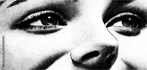 Engraved portrait illustration highlighting shy smile and blushing expressions, ideal for artistic design projects