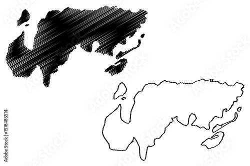 Nendo, Malo and Nibanga island (Solomon Islands, Pacific Ocean, Santa Cruz Islands) map vector illustration, scribble sketch Nendö, Ndeni, Nitendi or Ndende map