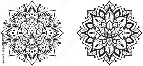 Elegant Black and White Lotus Flower Mandala Designs Perfect for Tattoos, Art, and More