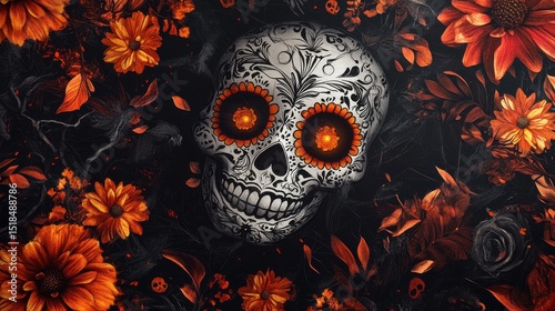 Gloomy and scary background for Halloween, Day of the Dead. Halloween concept. Generative Ai.