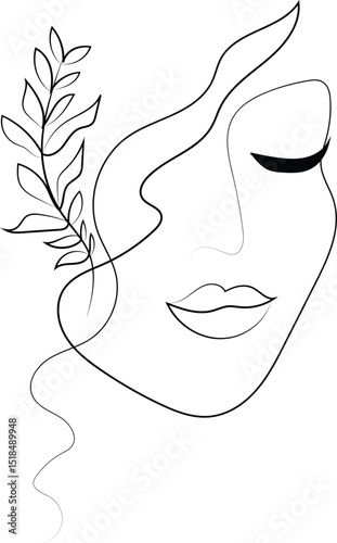 A stylish woman's profile with a flower in her hair, an elegant sketch of beauty, fashion, and art