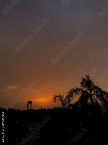 sunset over the beach