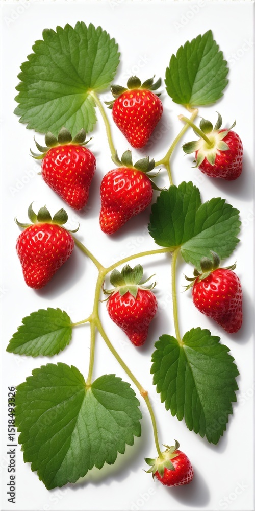 Fresh strawberry fruits on white. Top view, flat lay Fresh strawberry fruits on white. Top view, flat lay