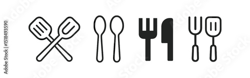 Cooking utensils line icon set. kitchen, tools, culinary icons in linear style collection.