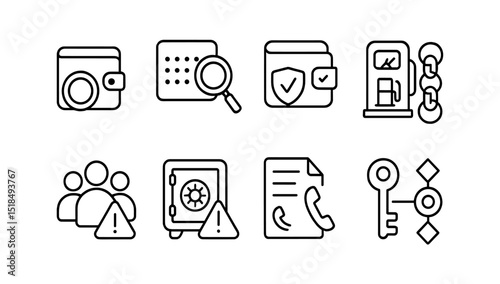 Security, privacy line icon set. safety, protection, access outline collection