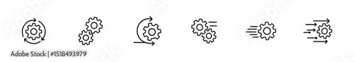 Settings and tools outline icon set. configuration, gear, maintenance outline design