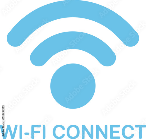 Simple and clean blue and white wifi connect graphic ideal for web and mobile applications on a white background