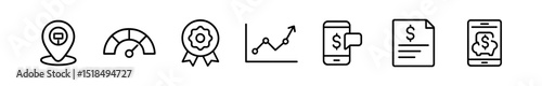 Finance and business line icon set. budget, investment, metrics linear collection