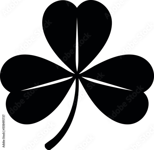 Shamrock Silhouette Illustration Vector Format - Minimal Lucky Charm