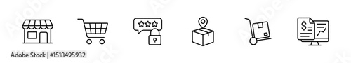 E-commerce, shopping line icon set. merchandising and retail icons outline collection