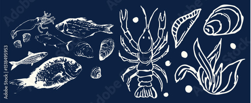 Incredible Hand Drawn Seafood Vectors