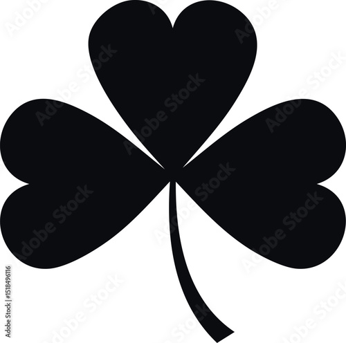 Shamrock Silhouette Illustration Vector Format - Minimal Lucky Charm