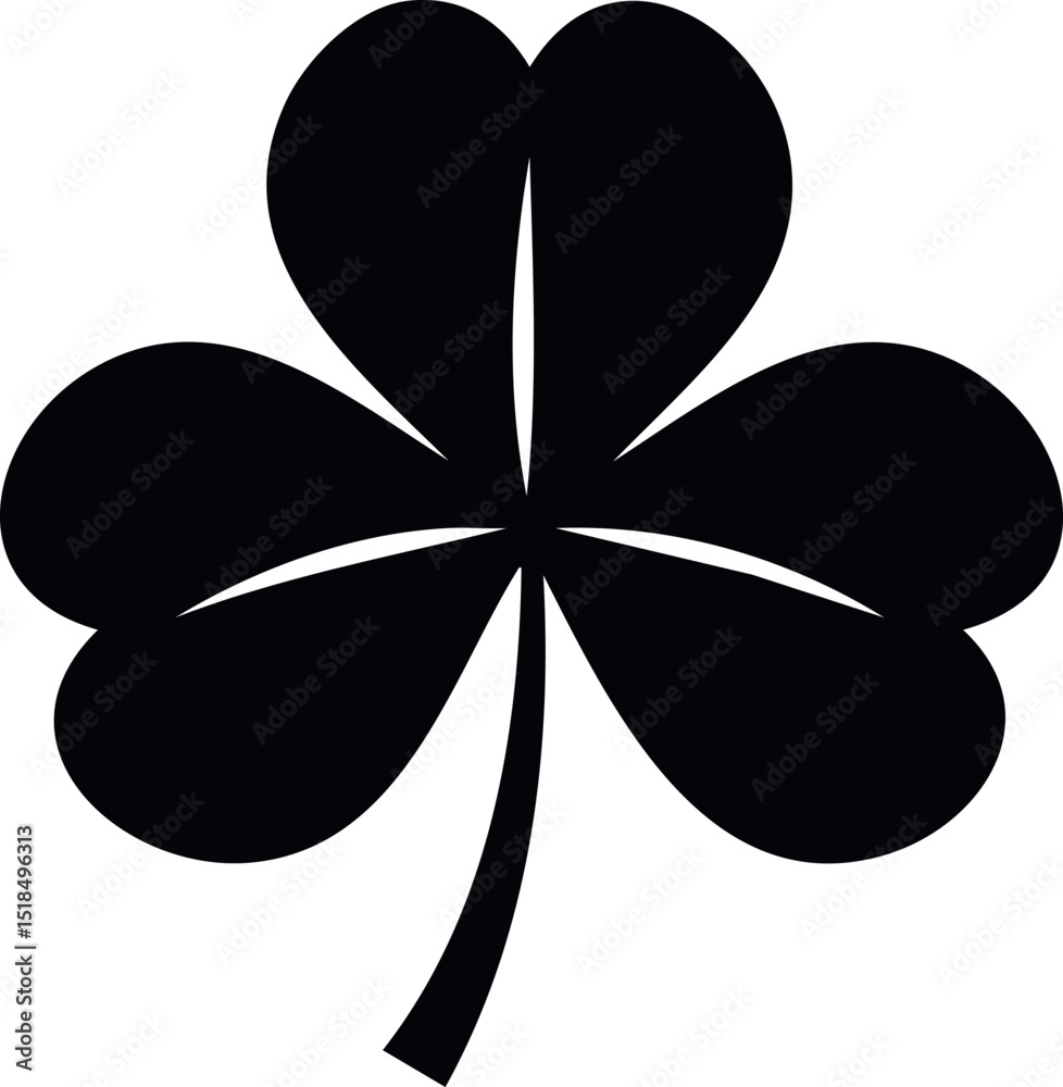 Shamrock Silhouette Illustration Vector Format - Minimal Lucky Charm Shamrock Silhouette Illustration Vector Format - Minimal Lucky Charm