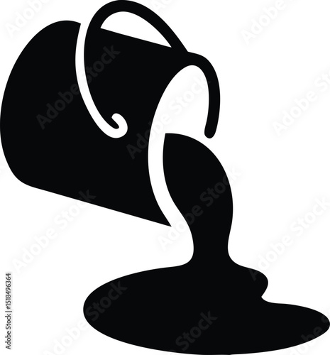 Paint pouring from a bucket black icon