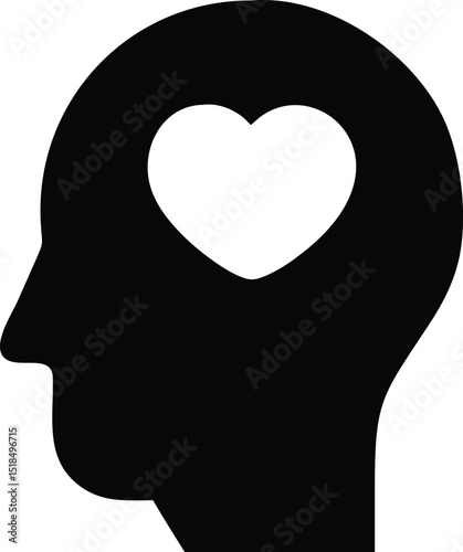 Head silhouette heart mind love compassion care