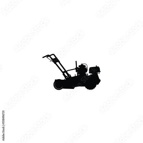 Silhouette of a soil compactor machine on white background