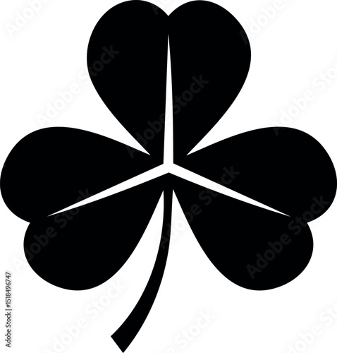 Shamrock Silhouette Illustration Vector Format - Minimal Lucky Charm