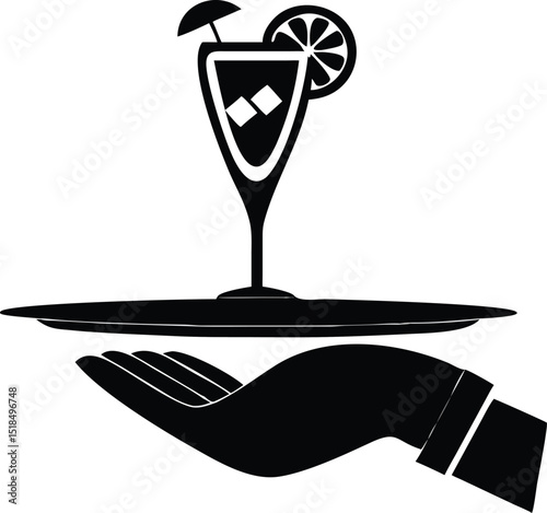 Cocktail drink served on tray hand delivery