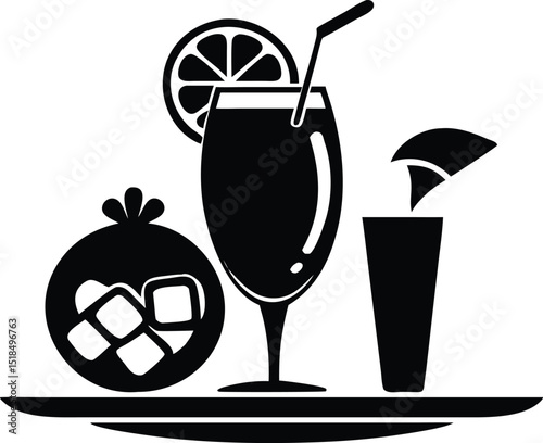 Refreshing summer cocktails on a tray