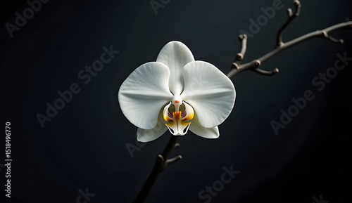 White Orchid Against Dark Background
