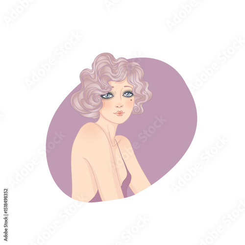 Art Deco vector illustration of a flapper girl in 1920s style, featuring soft dusty rose and gold tones. Elegant and modern design, ideal for fashion prints, posters, branding, or digital use.