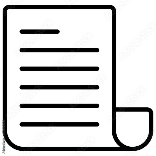 Form - outline style icon - Sheet of paper with lines and folded corner, symbolizing form submission or contact sheet