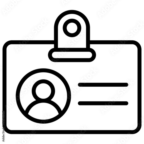 ID Badge - outline style icon - Personal identification badge, representing official identity or access pass