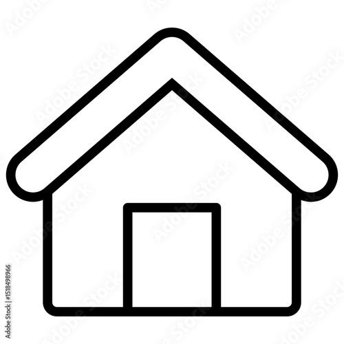 Home Address - outline style icon - Simple house outline, representing residential contact address or home-based communication