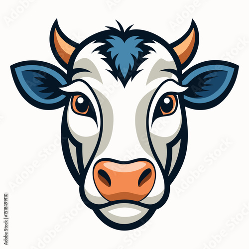 Cow Head Vector Design – Farm Animal Illustration on White Background

