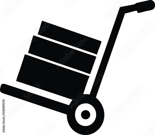 Hand truck cart boxes delivery service icon