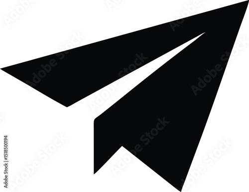 Black paper airplane icon simple design