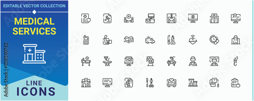 Medical services icon collection. Medical and Pharmaceutical icon set. Healthcare modern icons collection. Modern vector illustration. Vector illustration. Pixel perfect.