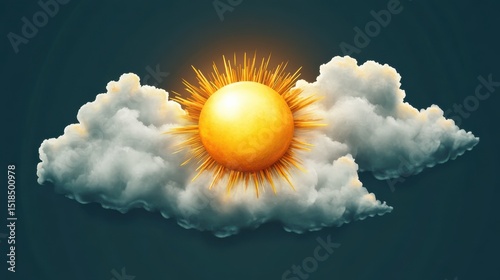 sun with white clouds symbol of sunny weather photo