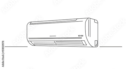 Modern Air Conditioner Unit Line Art - Minimalist Icon for HVAC Services, Home Appliance Brochures, and Energy Efficiency Concepts.