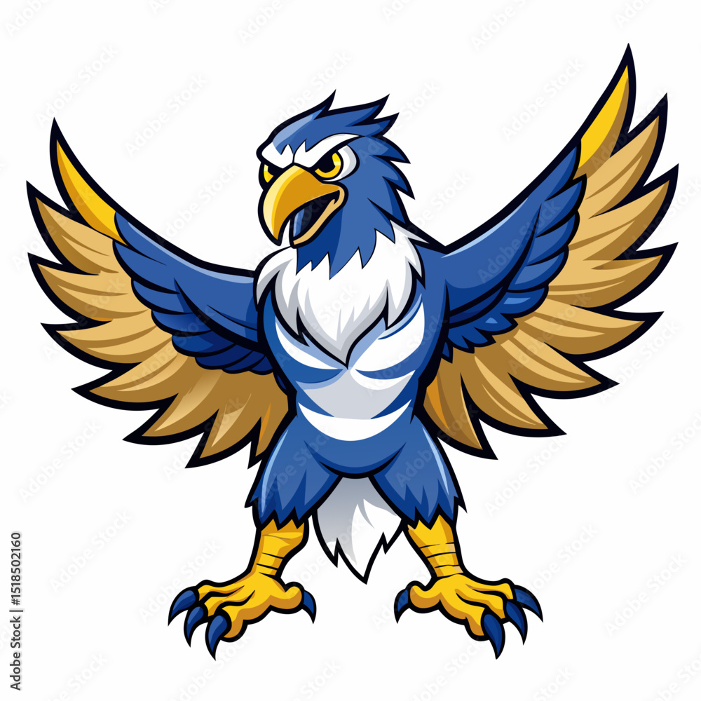 Obraz premium Eagle Mascot Spreading Wings – Vector Illustration on White Background