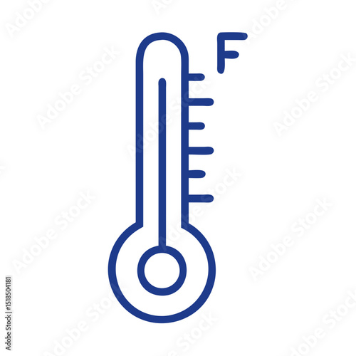 Fever thermometer icon, health monitoring concept, simple design, blue color on white background, copy space
