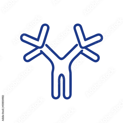 Antibody icon, immune system concept, simple design, blue color on white background, copy space