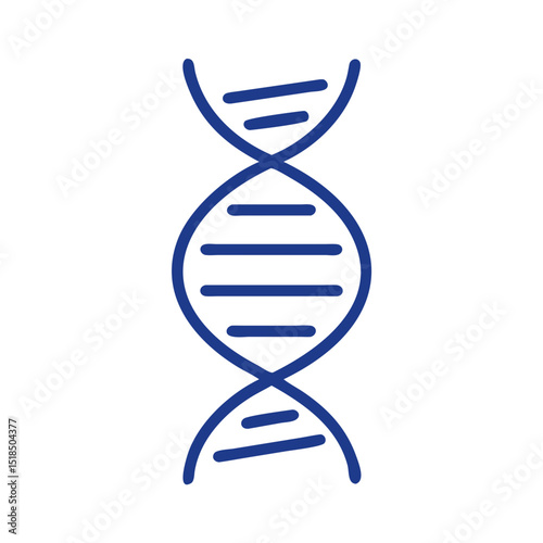 DNA double helix icon, genetics concept, simple design, blue color on white background, copy space