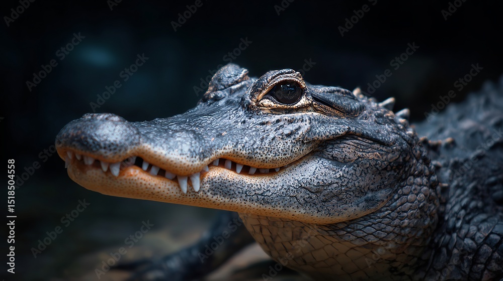 Fototapeta premium In the US, alligators are held in captivity for people to see. These animals have very strong teeth and jaws.