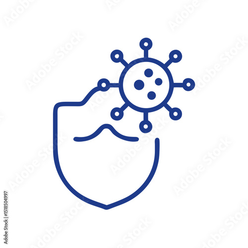 Quarantine symbol icon, infection control concept, simple design, blue color on white background, copy space

