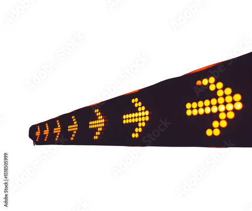 Illuminated LED Right Arrow Sign Indicating Direction or Traffic Guidance

